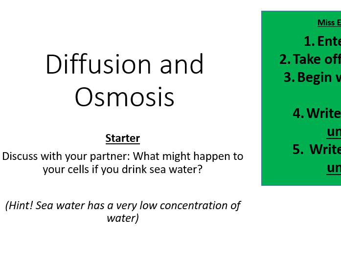 KS4 AQA GCSE Diffusion & Osmosis [Lesson Plan Included] including practical literacy