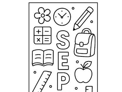 September Monthly Bookmark Template Colouring Sheet