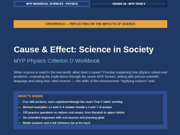 IB MYP Physics Criterion D Science in Society