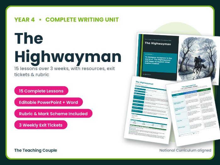 The Highwayman | Year 4 English Unit | 15 Complete Lessons + Resources