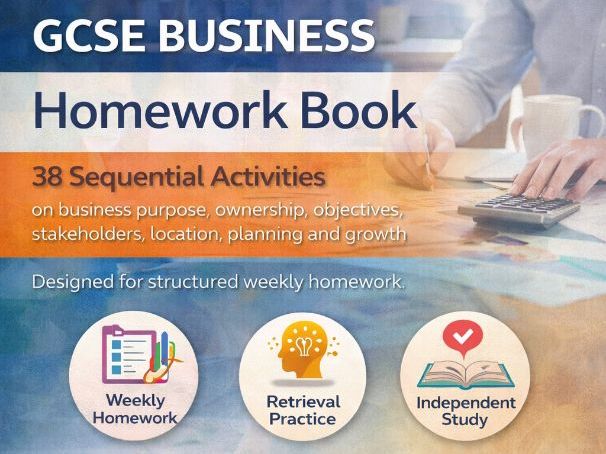 AQA GCSE Business Weekly  Homework Activities  for Topic 3.1