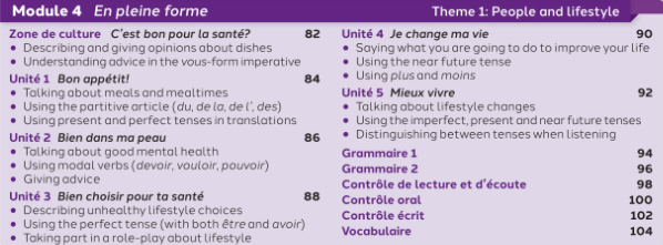 NEW 2026 GCSE French. Foundation/ Vert. Module 4. En pleine forme. Zone de Culture and Units 1-5