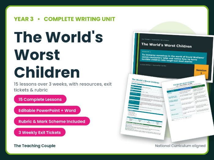 The World's Worst Children | Year 3 English Unit | 15 Complete Lessons + Resources + Mark Scheme
