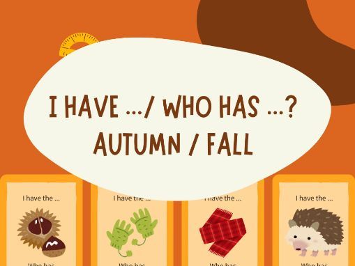 Autumn "I Have, Who Has...?" Game | Vocabulary Loop Cards (30 Cards)