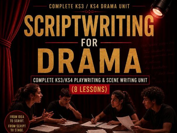 Scriptwriting for Drama | Complete KS3/KS4 Playwriting & Scene Writing Unit (8 Lessons)