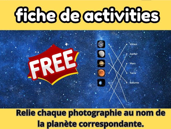 100% FREE! Fun Planets Matching Activity Sheet: Solar System Recognition (Science/Space Education)
