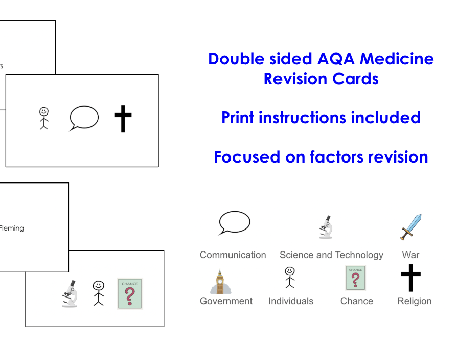 GCSE AQA Medicine: Revision Cards (Health and the People) / BUNDLE