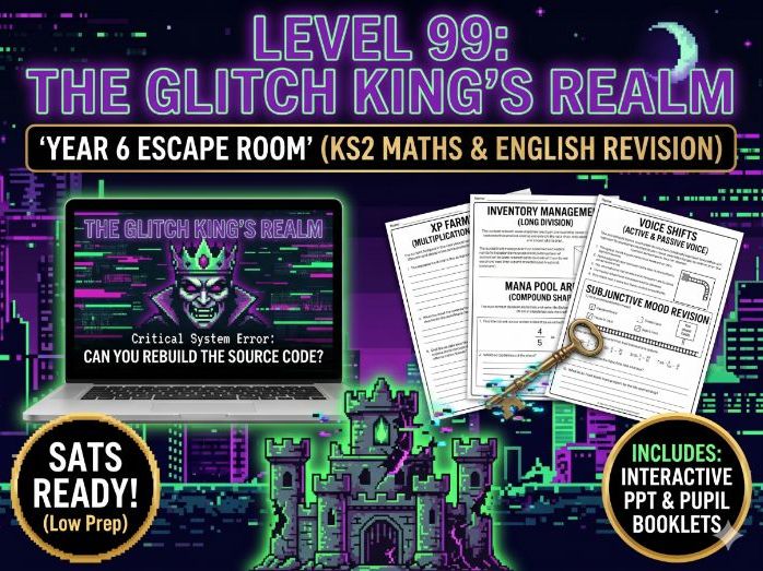Level 99: The Glitch King’s Realm | Year 6 Maths & English Escape Room (SATS Revision)