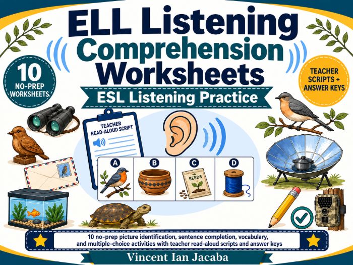 ELL Listening Comprehension Worksheets | ESL Listening Practice for Beginners