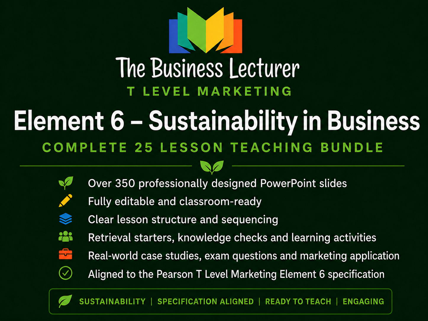 T Level Marketing – Element 6: Sustainability in Business | Complete Teaching Bundle