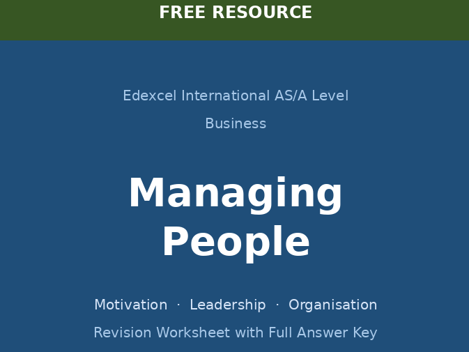 Edexcel International AS/A Level Business | Managing People | FREE Revision Worksheet