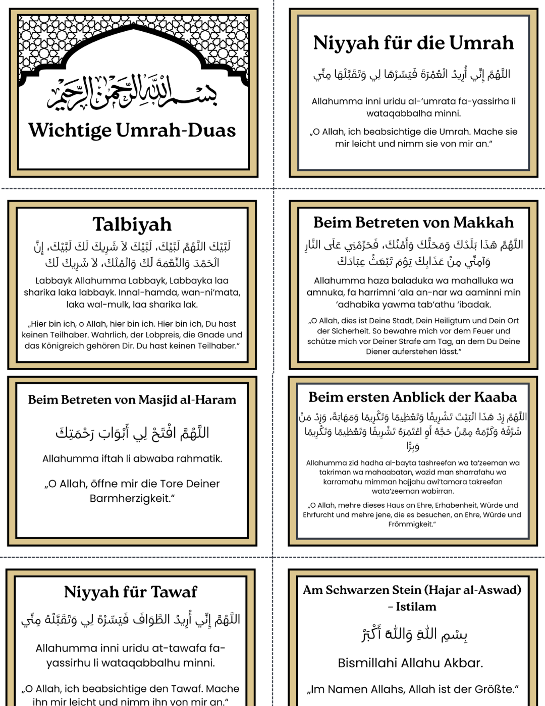 flash cards printable umrah dua cards in deutsch pdf | teaching