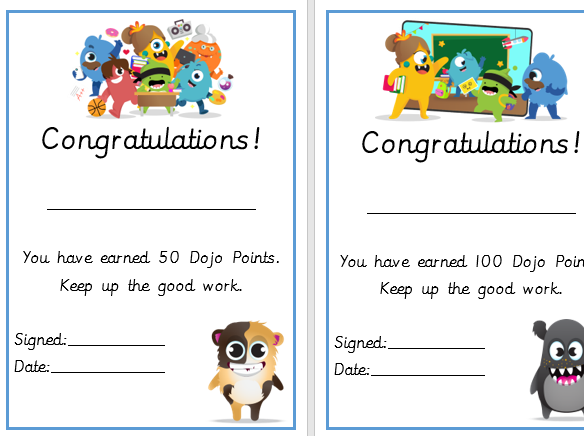 Dojo Certificates Teaching Resources