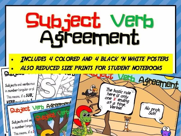 subject verb agreement posters for kindergarten classrooms by verb agreement