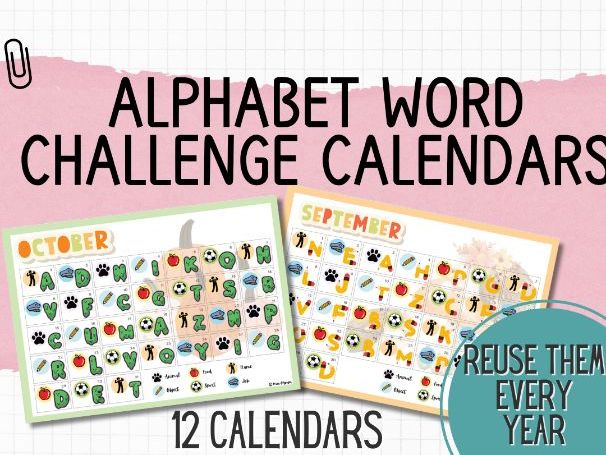 Alphabet Word Challenge Calendars – Daily Vocabulary Warm-Ups (ESL / primary KS1 KS2))