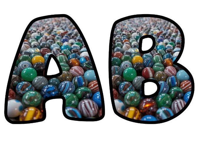 Glass Spheres Balls Classroom Display | Lettering Set | Upper & Lowercase, 0-9 and Signs