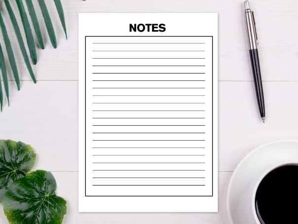 Free Notes Page Printable for Students | Lined Notes Template