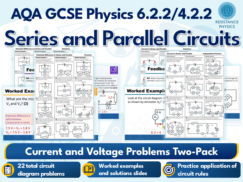 Current and Potential Difference in Series and Parallel Circuit Diagrams - AQA GCSE Science