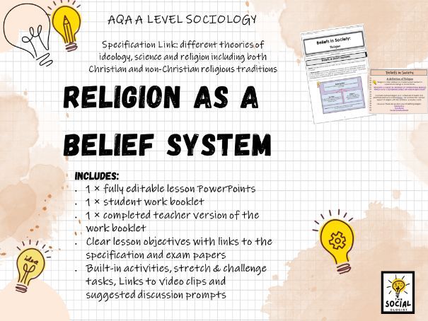 AQA A level Sociology - Beliefs in Society - Religion as a Belief System