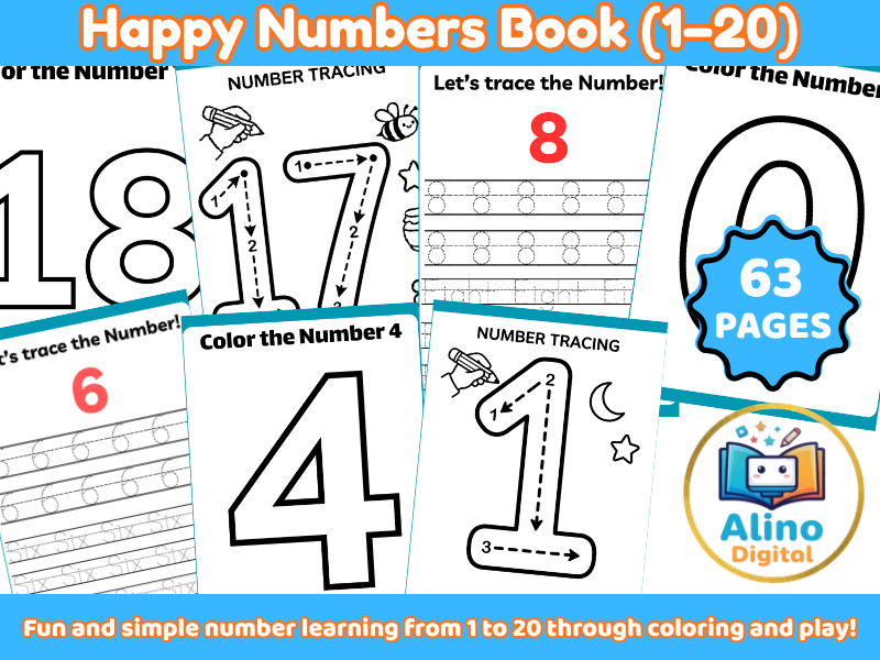 Happy Numbers Book for Kids (1–20)