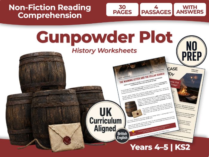 Gunpowder Plot KS2 Reading Comprehension | History Worksheets | Years 4–5