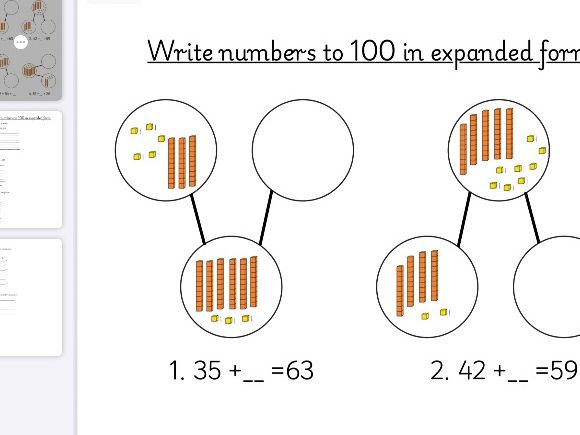 Write numbers to 100 in expanded form - place value - year 2 primary maths