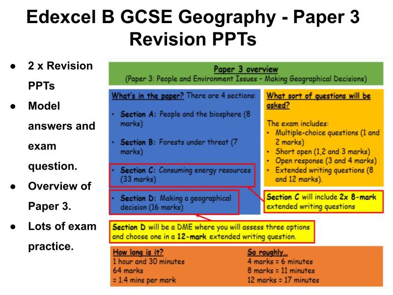 Edexcel B GCSE Geography Paper 3 Revision PPT