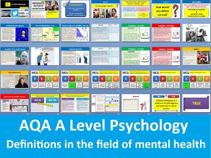 Definitions in the field of mental health - AQA A Level Psychology (Clinical Psychology)