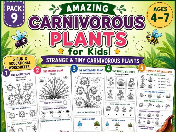 Strange & Tiny Carnivorous Plants for Kids – Pack 9| Ages 4-7