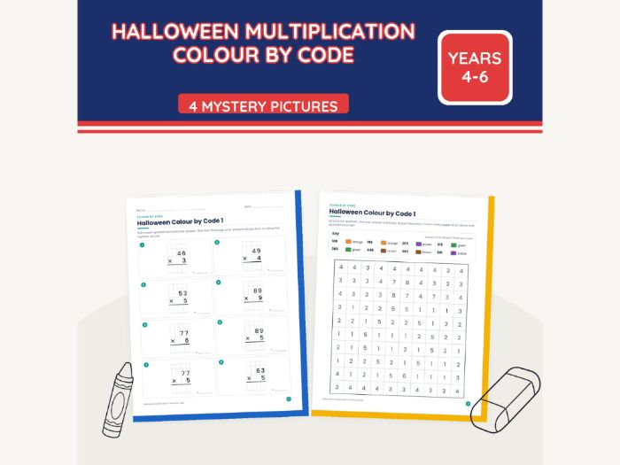 Halloween Multiplication Colour by Code