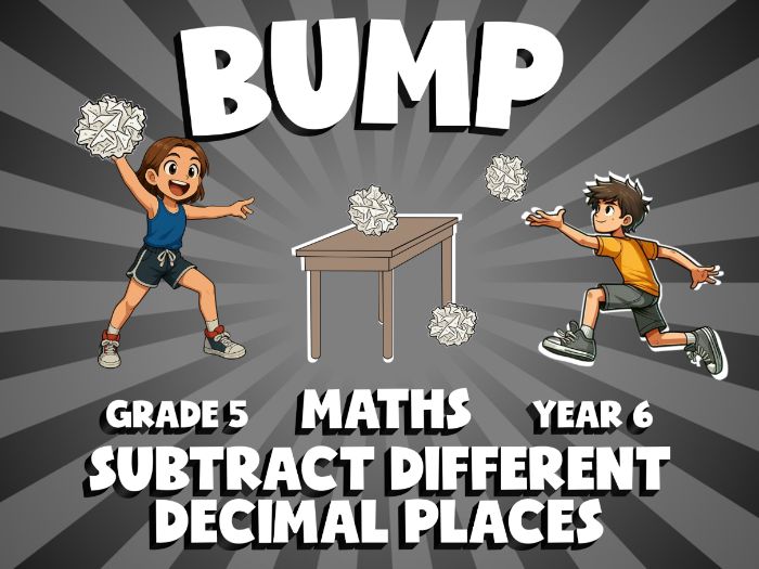 Subtract Different Decimal Places BUMP Maths Game | No-Prep Year 6 Review Activity