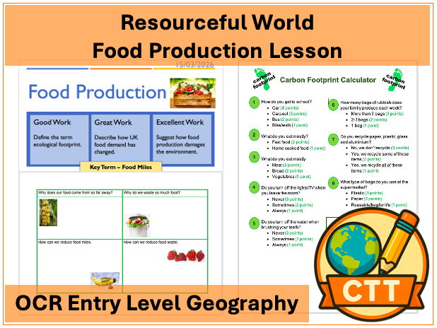 OCR Entry Level Geography - Resourceful World - Food Production Lesson