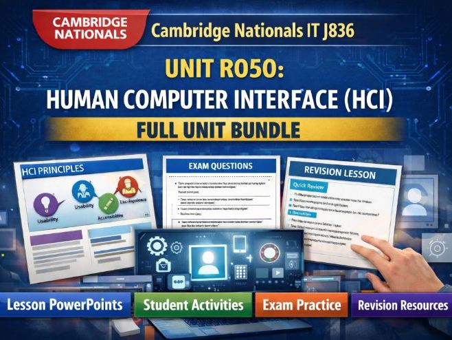 Cambridge National IT J836 – R050 Unit 2: Human Computer Interaction (HCI) – Full Unit Bundle