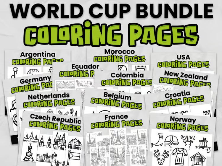World Cup Countries Coloring Pages Bundle | Geography & Country Study Activities | EYFS & KS1