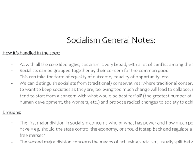 Notes on Key Areas of Socialism