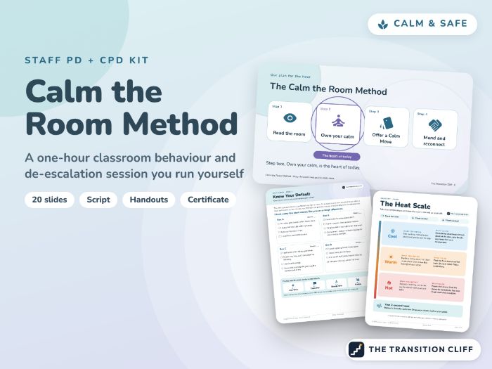 Calm the Room Method: Classroom Behaviour/Behavior Staff PD & CPD Kit