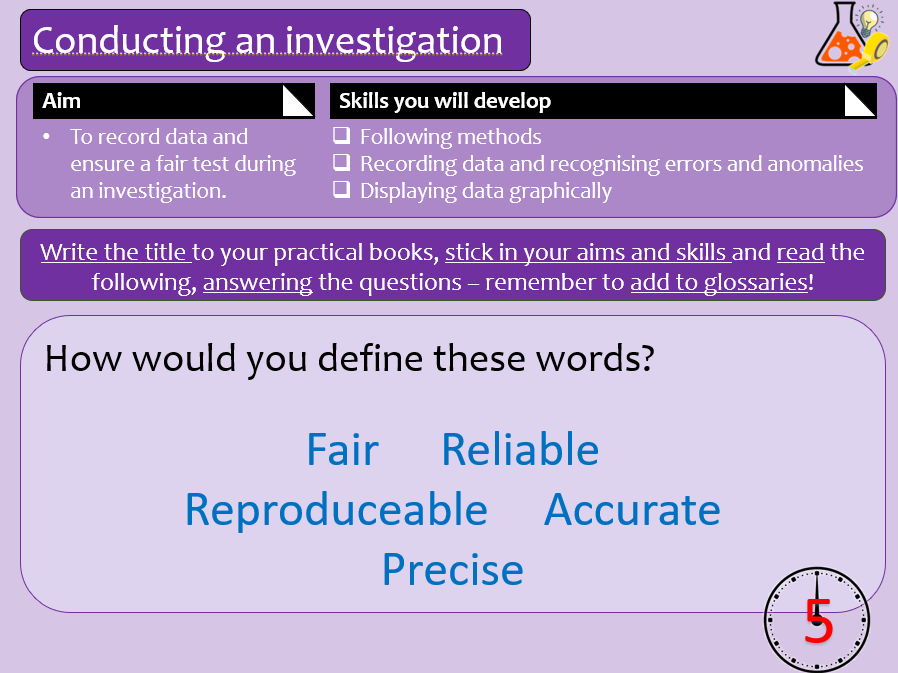 KS3 Conducting investigations- Enquiry processes (Activate 1)
