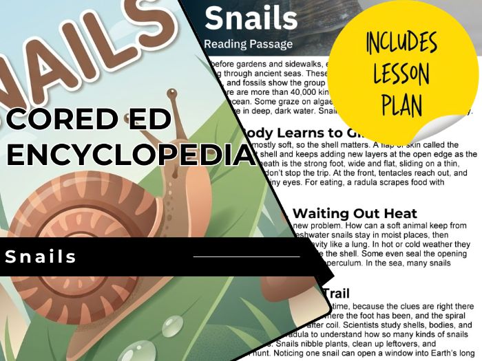 Snails Reading Comprehension Passage - Cored Ed Encyclopedia