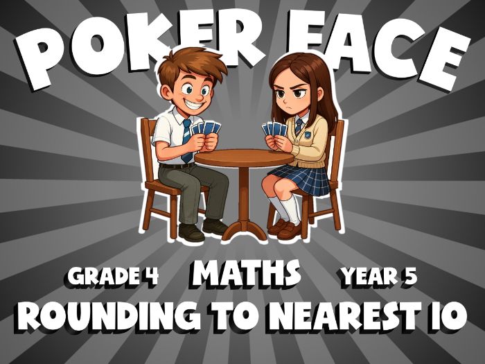 Rounding to Nearest 10 POKER FACE Maths Game | No-Prep Year 5 Review Activity
