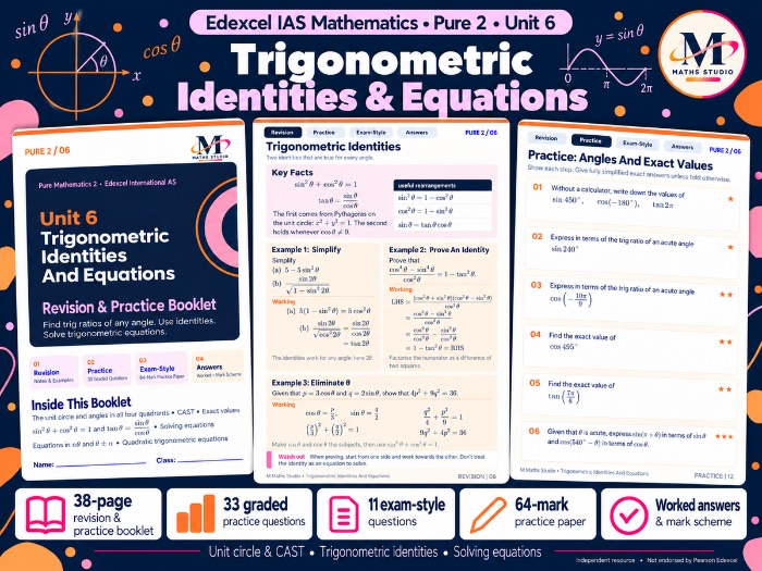 Unit 6: Trigonometric Identities & Equations - Edexcel IAL Pure Maths 2 | Revision Booklet