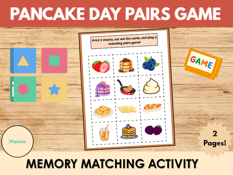 Pancake Day Pairs Game | Memory Matching Activity | Preschool & EYFS