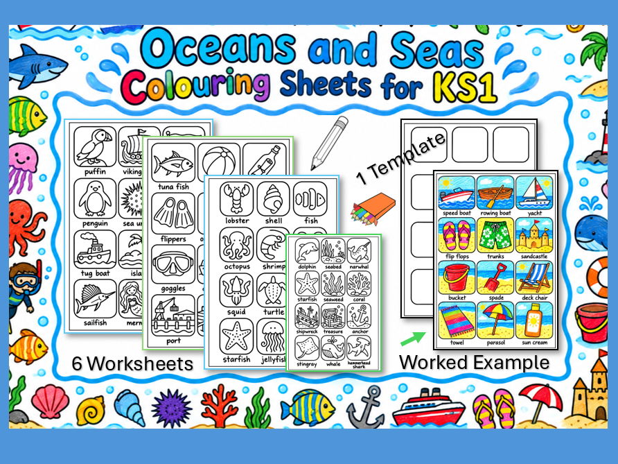 Oceans and Seas Colouring Sheets KS1