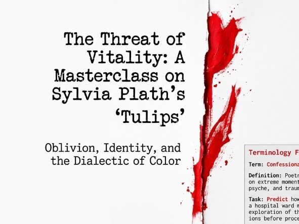 Tulips by Sylvia Plath | Senior English Analysis Deck with Learning Activities