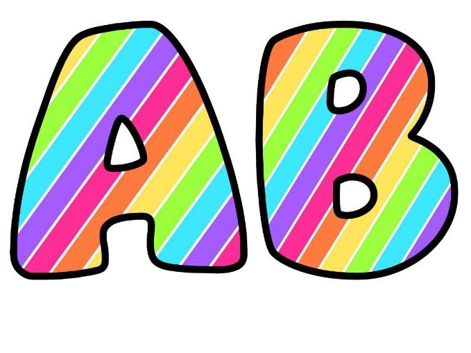Neon Diagonal Stripes Bubble Letters | Striped Bulletin Board Letters | Classroom Display Pack
