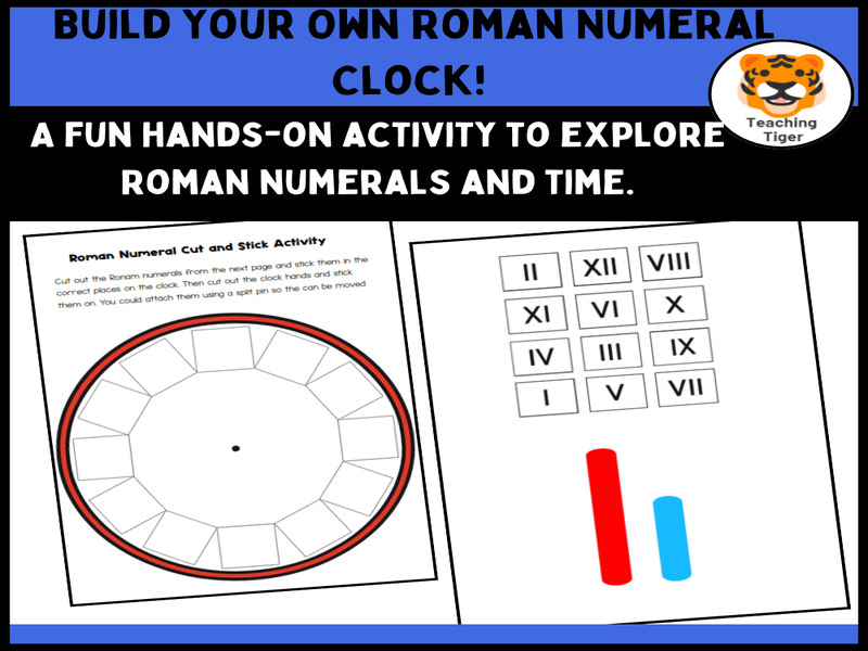 Roman Numeral Clock Cut and Stick Activity | KS2 Maths and History Resource