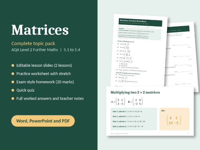 AQA Level 2 Further Maths: Matrices Pack