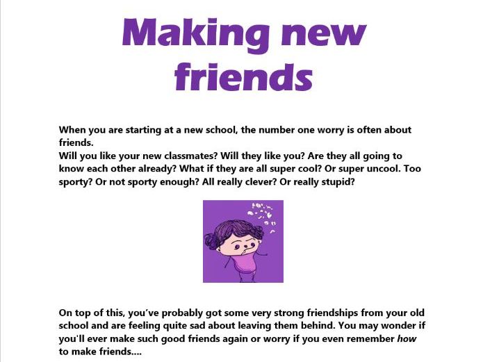 Making New Friends at Senior School PSHE Workshop