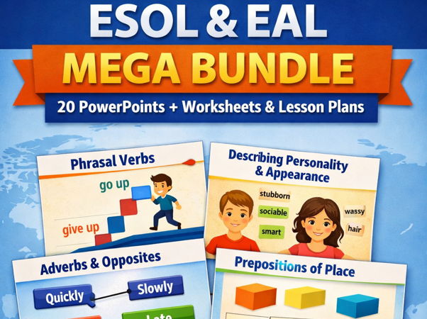 ESOL & EAL Mega Vocabulary & Grammar Bundle 20PowerPoints + Worksheets & Full Lesson Plans (Entry 1–Level 2