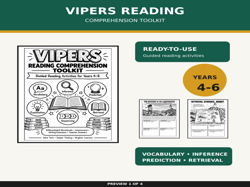 KS2 VIPERS Reading Comprehension Toolkit | Worksheets and Activities