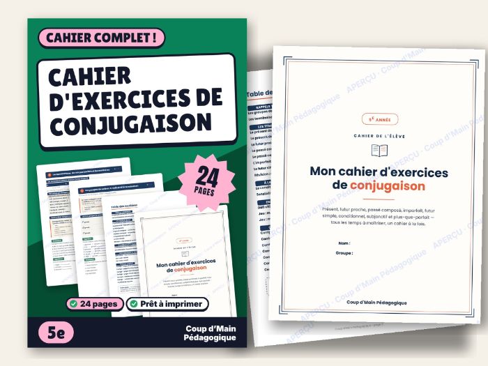 French Verb Conjugation Workbook Grade 5 Passé Composé Imparfait | Conjugaison